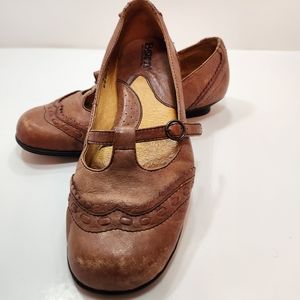 Born Brown Leather Mary Janes Casual Comfort Shoes Buckle